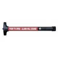 This rim-type exit device features a touchbar style and is constructed of aluminum. It is ADA compliant and designed for doors up to 36 inches wide. Suitable for commercial and industrial egress applications requiring reliable push-bar operation