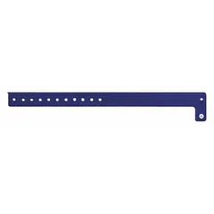 Blue vinyl security wristband with no legend, suitable for temporary identification and access control in events, healthcare, and industrial settings. Each wristband measures 10 inches in length and 3/4 inch in width. Supplied in a pack of 500.