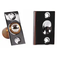 This brass ball-type grab catch secures doors in a closed position with a pull opening action. It measures 1 3/8 inches in height and 1 inch in width. Suitable for use on cabinets, enclosures, and light-duty doors requiring a simple latching mechanism