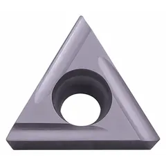 This triangle (T) indexable turning insert is made of PVD carbide, designed for light to medium cutting conditions. It is used for precision turning, facing, and profiling on CNC lathes, suitable for steel, stainless steel, and cast iron machining.