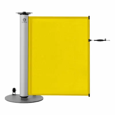 MODUS Single Mobile Stand: 40 in Post Ht, 11 1/2 ft Belt Lg, Yellow, 1 No. of Posts - Retractable Belt Barrier Systems