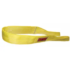 This STREN-FLEX web sling is a Type 3 standard nylon flat-eye sling with a 5 ft sling length, 16 in eye length, and 3 plies. It features a wear-resistant tag for identification. Used for lifting and rigging heavy loads in industrial settings such as construction, manufacturing, and warehousing.