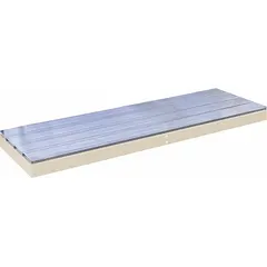 Boltless shelf kit with single straight configuration. Includes (2) side-to-side beams. Frame and decking are powder-coated steel in tan. Decking is 22 ga. Load capacity 710 lb. Used for industrial storage where quick, tool-free assembly is required.