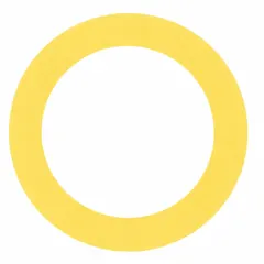 Yellow PVC arbor shim with 0.02 in thickness, 1.125 in inside diameter, and 1.625 in outside diameter. Thickness tolerance ±0.001 in, inside diameter tolerance +0.005/-0.015 in, outside diameter tolerance ±0.005 in. Sold in a 10-pack. Used for precise spacing or alignment of components on shafts or arbors in industrial machinery.
