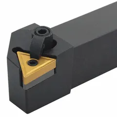 Indexable thread turning tool holder for precision threading on manual and CNC lathes. Accepts standard indexable carbide inserts for threading operations in metalworking. Suitable for general machining applications.