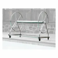Stainless steel reel for organized storage of pool lane lines. Overall width 60 1/8 in, overall height 65 3/8 in. Suitable for use in commercial or institutional aquatic facilities where lane lines are deployed and stored regularly