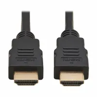 Passive HDMI cable with male connectors on both ends, supporting video resolutions up to 4K @ 30 Hz. Features 28 AWG conductor gauge, PVC jacket, corrosion-resistant construction, and commercial fire rating. Includes an Ethernet channel for network-capable devices. Suitable for connecting AV receivers and other HDMI equipment in commercial installations