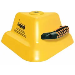 Urethane magnetic base mount for warning whip antennas. Height 7 5/8 in. Provides secure attachment to metal surfaces on vehicles such as trucks and construction equipment for high-visibility warning flags.