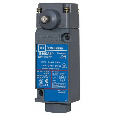 EATON Plunger Limit Switch: Plunger Actuator, Maintained, Metallic, 8 ozf Op Force - Min - Side-Mount Plunger Limit Switches