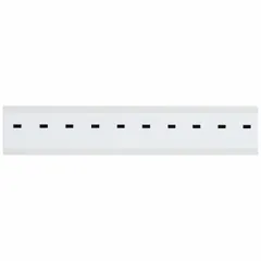 Individual character label with a black Gothic dash on a white background. Rated for indoor/outdoor use with a non-reflective finish. Supplied as a 10-pack. Used for creating custom identification on pipes, panels, and equipment.