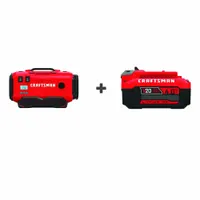 CRAFTSMAN Inflator: V20*, 160 psi Max., 20 in Hose Lg, Cordless, 4.0 Ah, 20V DC (MPN CMCE520B/CMCB204)