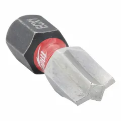 This ECX insert bit is designed for impact-rated fastening applications with power tools. It features a #1 Imperial-size tip and a hex shank for standard hex drivers. The bit is made of alloy steel with a black phosphate finish. Sold in a 25-pack; bit holder not included.