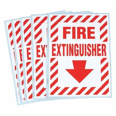 BRADY Vinyl Label: Vinyl, Adhesive Sign Mounting, 7 in x 5 in Nominal Sign Size - Fire Extinguisher Signs