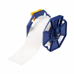 Acrylic label roll with permanent adhesive, 300 labels per roll. Inkjet print-receptive material for use with J7300 printer series. Suitable for asset identification, safety signs, and equipment labeling in industrial environments.