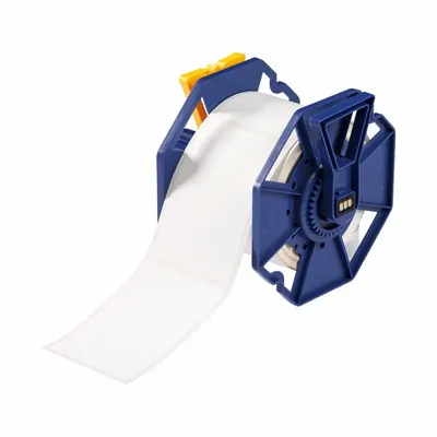 BRADY Pre-Cut Label Stock Roll: 4 21/64 in x 2 61/64 in, Acrylic, Permanent Adhesive - Brady Inkjet Precut Label Rolls