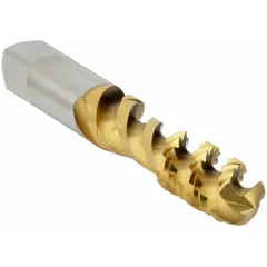 General purpose spiral-flute tap for threading blind holes in ferrous and non-ferrous materials. Features TiN coated high speed steel, plug chamfer, and 3 flutes for upward chip evacuation. Thread size: 1/2"-13 UNC, tolerance H3 / 3B. Manufacturer part number: 19648.