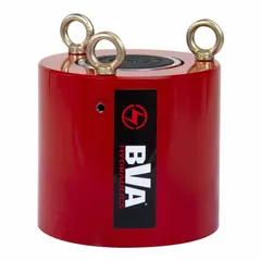 Single-acting hydraulic ram with 200 ton nominal capacity and 2 in nominal stroke. Constructed from steel. Suitable for heavy lifting and pressing tasks in industrial maintenance, construction, and manufacturing.