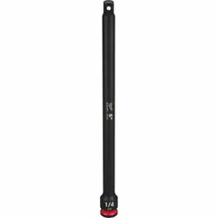 This 1/4" drive impact socket extension extends the reach of impact wrenches or drivers in confined spaces. With a 6 in overall length and standard type, it is suitable for automotive repair, construction, and industrial maintenance tasks requiring impact-rated tooling.