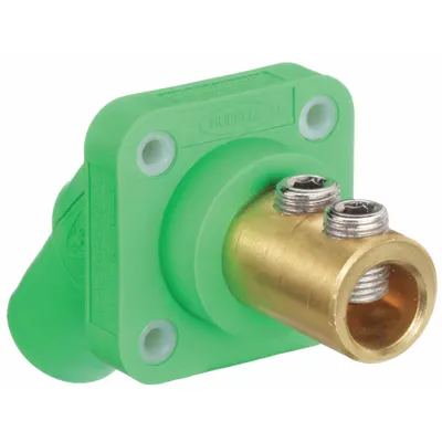 HUBBELL Single Pole Receptacle: Green, Angled Taper Nose Mating, Double Set Screw Termination - Receptacles with Set Screw Terminations