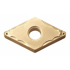 This diamond indexable turning insert is designed for precision machining of non-ferrous materials such as aluminum alloys and plastics. It is commonly used in CNC lathes for finishing operations requiring tight tolerances and superior surface finish.