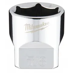 This 3/8 in drive, 7/8 in socket size, 6-point standard hand socket features a Chrome finish. The anti-roll design reduces rolling on flat surfaces. Suitable for tightening or loosening hex-head fasteners in maintenance and repair tasks.