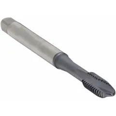 General purpose spiral-point tap for through-hole threading. M4x0.7 metric thread with 6H tolerance and plug chamfer. Constructed from TiCN coated cobalt steel with 2 flutes. Suitable for threading in ferrous and non-ferrous materials in general manufacturing applications.