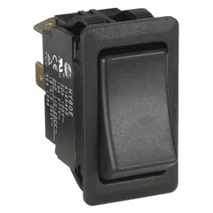 General purpose DPST rocker switch with momentary On/Off operation. Rated for 2 hp, suitable for moderate-load switching in industrial equipment such as motors and machinery. Two-position design for straightforward control.