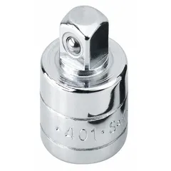 Square drive adapter for converting 3/8" drive tools to accept 1/4" drive sockets. Chrome finish. Overall length 2 1/8 in. Used in automotive, industrial, and assembly applications where different drive sizes are required.