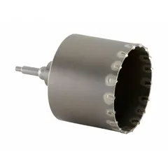 Two-piece shankless core bit head for dry drilling in masonry and concrete. Core diameter 3 1/2 in, core body length 2 13/16 in. Used with compatible drill systems to create clean holes in walls, floors, and ceilings.