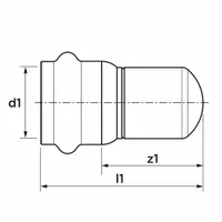 Press-fit cap for sealing the end of 2-inch stainless steel pipe in potable water systems. Features an EPDM seal and is rated for a maximum operating pressure of 500 psi. Part of the SmartPress series