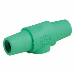 This female-to-female gender reversing connector from the LEVITON 16 Series allows joining two male-ended cables or devices. Rated 400 A at 600V AC/600V DC, it is suited for high-current industrial power distribution systems, temporary power setups, and similar applications requiring a gender change in heavy-duty environments.