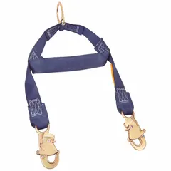 This steel retrieval lanyard is 24 inches long with a 310 lb weight capacity. It features blue hardware and is designed for use with an extrication lifeline. Used in confined space rescue and fall protection systems for worker retrieval.