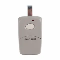 Single-button visor transmitter for remote control of security systems, gates, or access controls. Operates at 300 MHz with 1,024 selectable codes. Includes batteries for immediate use