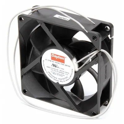 DAYTON Standard Square Axial Fan, 3 1/8 in Ht, 1 in Dp, Lead Wires, IP20 - Standard Square Axial Fans