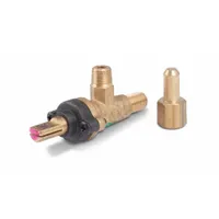 This natural gas pilot control valve from CROWN VERITY regulates gas flow to the pilot burner in outdoor grills. It is designed for replacement use in commercial or residential cooking equipment. The valve ensures consistent ignition and flame stability