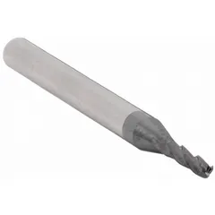 General purpose carbide ball end mill with AlTiN coating for heat and wear resistance. Three-flute design with 3/32" mill diameter, 3/8" length of cut, and 1-1/2" overall length. Suitable for contouring, profiling, and 3D machining of ferrous and non-ferrous materials.