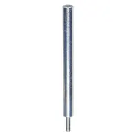 This setting tool is used to install drop-in anchors into pre-drilled holes in concrete or masonry. It drives the anchor flush with the surface, ensuring a secure hold for subsequent bolt attachment. The tool has a 0.4 in diameter, 4 1/2 in overall length, and is made of steel with a zinc-plated finish. It is compatible with 1/4 in anchor sizes