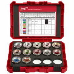 Replacement U style crimping die set for use with MILWAUKEE model 2679-20 crimping tool. Accommodates wire sizes from 8 AWG to 350 kcmil. Suitable for electrical wire and cable crimping in industrial installations and maintenance.