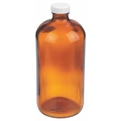 WHEATON Amber Narrow Mouth Round Glass Lab Bottle, 1 L, 33-400 mm, Type III - Amber Narrow Mouth Round Glass Lab Bottles
