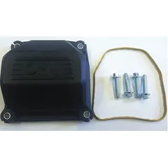 This rocker cover kit, also known as a valve cover or plain kit, seals the valve train on compatible Kohler engines. It includes necessary gaskets and hardware to prevent oil leaks and protect internal components. Suitable for use in generators, mowers, and compact tractors powered by Kohler engines.
