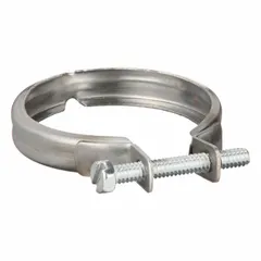 V-band clamp designed for securing carbonator mounts in beverage dispensing systems. Compatible with manufacturer model number GPI-121/2. Provides a tight seal between mating flanges for carbonated water production equipment.