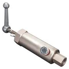 Steel-bodied adjustable pressure relief valve with a minimum pressure setting of 800 psi and a maximum flow rate of 4 gpm. Used in hydraulic systems to limit system pressure and protect downstream components from overpressure conditions.