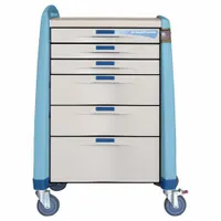 CAPSA HEALTHCARE Anesthesia Cart: Polymer, (1) Swivel with Brake/(3) Swivel, Blue, 6 Drawers (MPN AM-AN-STD-ALOK-B)
