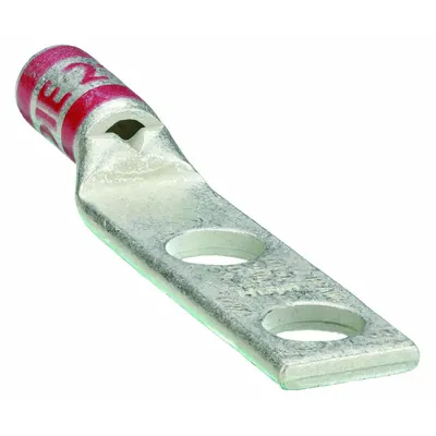 OEM Compression Lug: For 8 AWG, Stranded Wire, 3/8 in Stud Size, Std - Two-Hole Compression Lugs