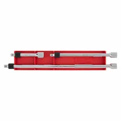 This wobble hand socket extension set features a 1/4 in drive size and a 10 in overall length, allowing access to fasteners in confined or offset positions. The chrome construction provides corrosion resistance, while the locking mechanism secures sockets during use. Suitable for automotive repair, machinery maintenance, and general assembly tasks.