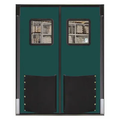 CHASE Swinging Door: Polyethylene, 2 Doors, Green, 7 ft Door Wd, 8 ft Door Ht - Washdown Swinging Doors