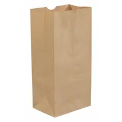 Kraft paper grocery bag with dimensions 5 1/4 inches wide by 18 inches deep. Supplied in a pack of 500. Suitable for retail carryout and grocery packing applications.