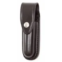 GOULD & GOODRICH, INC. Flashlight Pouch: Black, Leather, Basket Weave, Snap Closure (MPN B672-4)