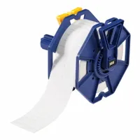 White matte-finish precut label roll with 3/8 in label height, 1 in width, and 3/8 in roll length. Designed for use with the J7300 printer series. Suitable for durable identification and asset tracking in cryogenic and industrial environments