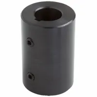 One-piece rigid shaft coupling with two 3/4 inch bore diameters and round keyed design for inch-sized shafts. Provides a solid, non-flexible connection for aligning and joining two shafts of equal diameter. Suitable for power transmission applications requiring precise alignment and zero backlash, such as conveyors, pumps, and gearboxes